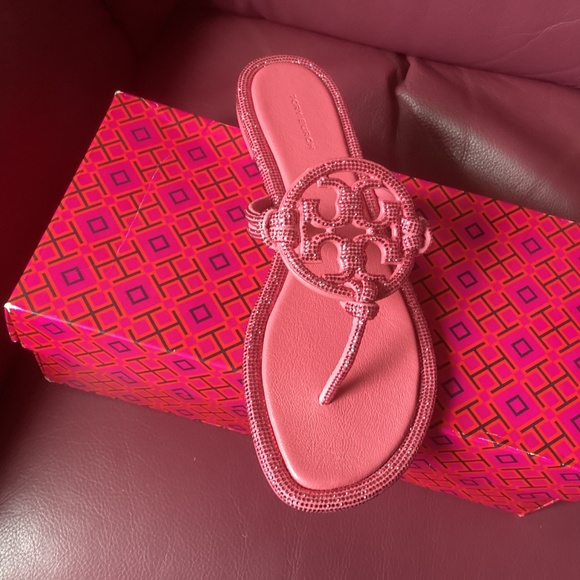 NIB Tory Burch soft pave miller Knotted sandal PINK LOVE brand new - Picture 5 of 7